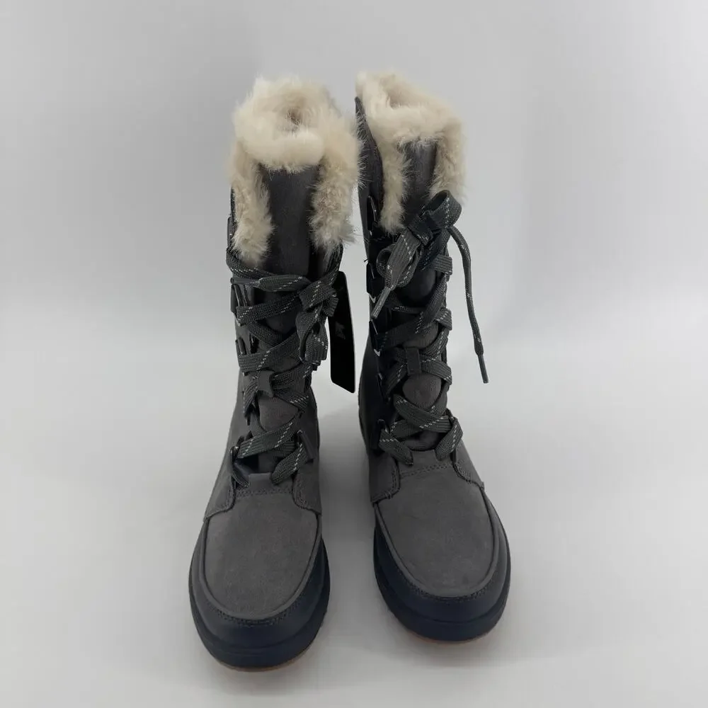 Sorel Tivoli IV Tall Waterproof Lace-Up Boots Womens 8 NEW Quarry Gray Winter
